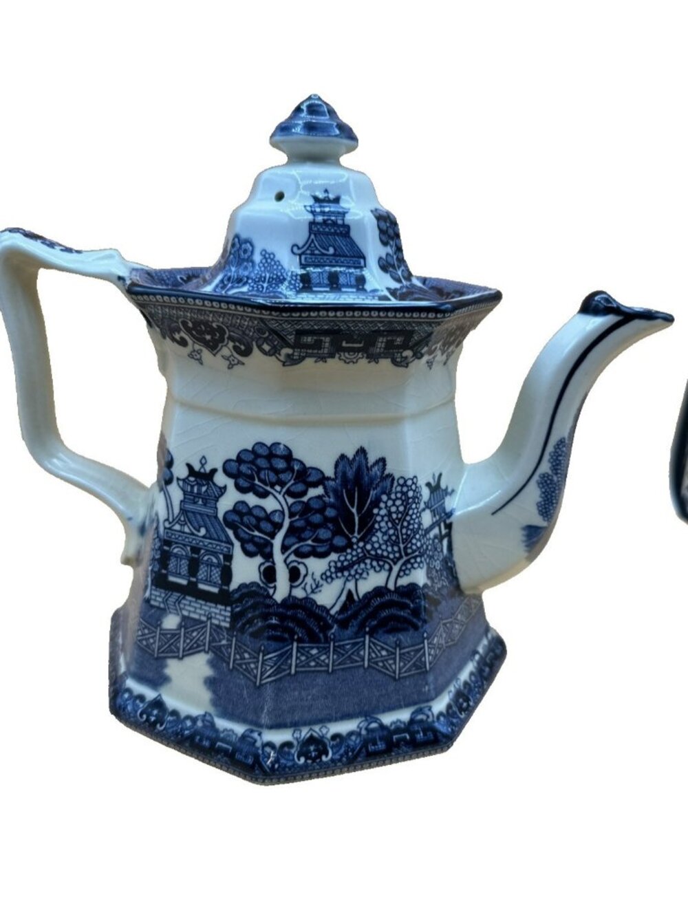 Tea Pot E&C Challinor Fenton Ironstone Teapot Blue Willow